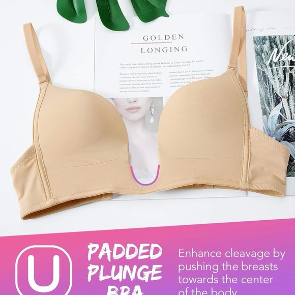 NWOT Deep Plunge, Cleavage Enhancing, Low Cut, Wireless Push Up Padded Bra - Picture 14 of 15